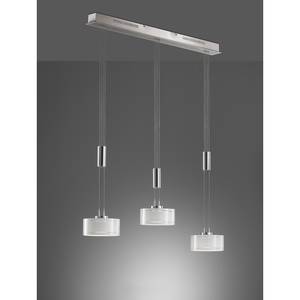 Suspension Calw II Verre transparent / Nickel - 3 ampoules - Blanc