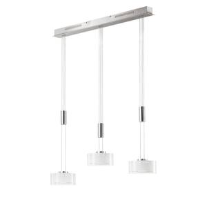 Suspension Calw II Verre transparent / Nickel - 3 ampoules - Blanc