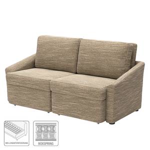 Boxspring-Schlafsofa Befasy Webstoff Folmar: Hellbraun