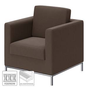 Fauteuil Deven II Echt leer - Donkerbruin