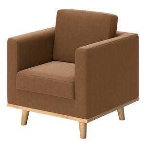 Fauteuil Deven III Echt leer - Middel bruin