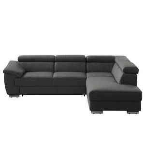 Ecksofa Swain Webstoff - Anthrazit - Longchair davorstehend rechts - Schlaffunktion