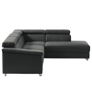 Ecksofa Swain Webstoff - Anthrazit - Longchair davorstehend rechts - Schlaffunktion