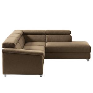 Ecksofa Swain Webstoff - Sandgrau - Longchair davorstehend rechts - Schlaffunktion