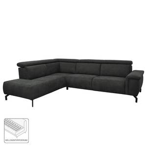 Ecksofa Lemay Webstoff - Schwarz - Ottomane davorstehend links