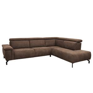 Ecksofa Lemay Webstoff - Braun - Ottomane davorstehend rechts