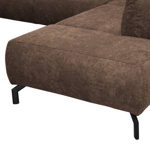 Ecksofa Lemay Webstoff - Braun - Ottomane davorstehend rechts