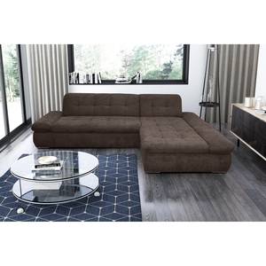 Ecksofa Lemley Webstoff - Espresso - Longchair davorstehend rechts - Keine Funktion