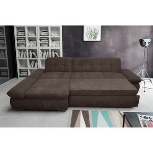 Ecksofa Lemley Webstoff - Espresso - Longchair davorstehend links - Schlaffunktion