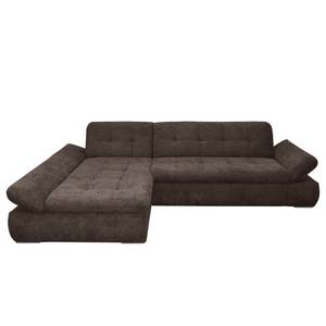 Ecksofa Lemley Webstoff - Espresso - Longchair davorstehend links - Schlaffunktion