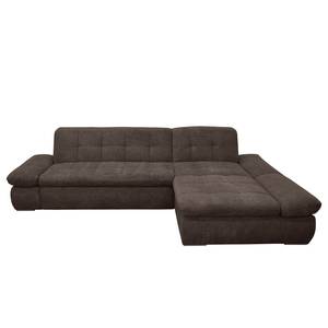 Ecksofa Lemley Webstoff - Espresso - Longchair davorstehend rechts - Schlaffunktion