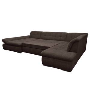 Wohnlandschaft Lemley Webstoff - Espresso - Longchair davorstehend links - Schlaffunktion