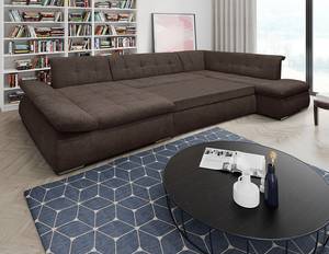 Wohnlandschaft Lemley Webstoff - Espresso - Longchair davorstehend links - Schlaffunktion