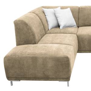 Boxspring-Ecksofa Tyner Flachgewebe - Cappuccino - Ottomane davorstehend links - Keine Funktion