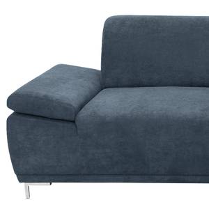 Boxspring-Ecksofa Tyner Flachgewebe - Marineblau - Ottomane davorstehend rechts - Keine Funktion