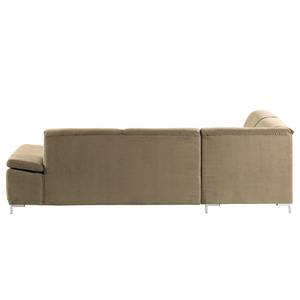 Boxspring-Ecksofa Tyner Flachgewebe - Cappuccino - Ottomane davorstehend links - Sitztiefenverstellung