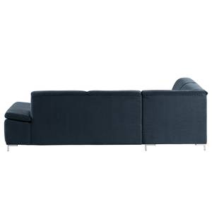 Boxspring-Ecksofa Tyner Flachgewebe - Marineblau - Ottomane davorstehend links - Sitztiefenverstellung