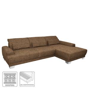 Boxspring-Ecksofa Ripton Strukturstoff - Braun - Longchair davorstehend rechts - Keine Funktion