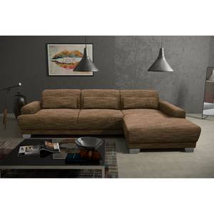 Boxspring-Ecksofa Ripton Strukturstoff - Braun - Longchair davorstehend rechts - Keine Funktion