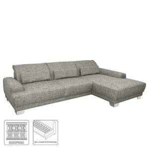 Boxspring-Ecksofa Ripton Strukturstoff - Grau - Longchair davorstehend rechts - Keine Funktion