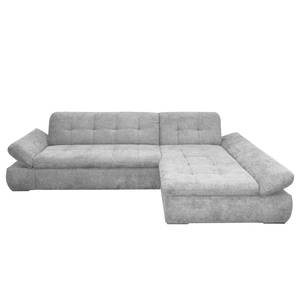 Ecksofa Lemley Webstoff - Platin - Longchair davorstehend rechts - Schlaffunktion