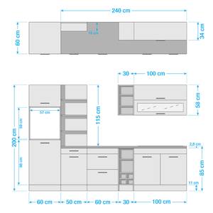 Küchenzeile Vigentino IV Graphit - Ohne Elektrogeräte