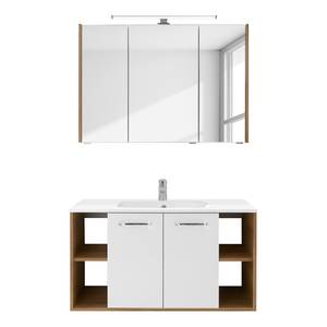 Salle de bain Quickset 362 (2 éléments) Avec éclairage - Blanc / Imitation chêne Riviera