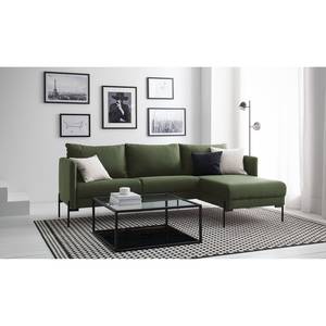 Ecksofa Pratt Webstoff - Khaki - Longchair davorstehend rechts