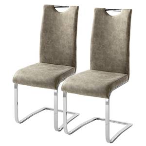 Chaises cantilever Nevia II (lot de 2) Tissu / Métal - Chêne - Gris