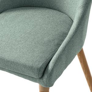 Eetkamerstoelen Brea (set van 2) geweven stof/massief essenhout - essenhout - Mintgroen