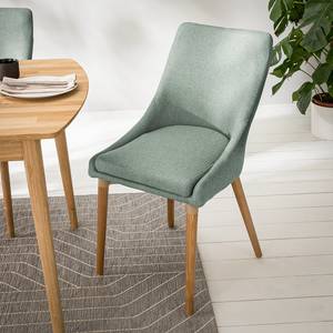 Eetkamerstoelen Brea (set van 2) geweven stof/massief essenhout - essenhout - Mintgroen