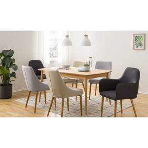 Eetkamerstoelen Brea (set van 2) geweven stof/massief essenhout - essenhout - Beige