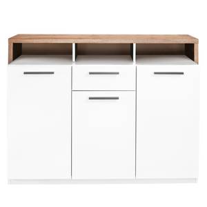 Dressoir Mammut wit/grof gezaagde eikenhouten look - Breedte: 130 cm