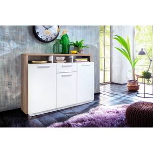 Dressoir Mammut wit/grof gezaagde eikenhouten look - Breedte: 130 cm