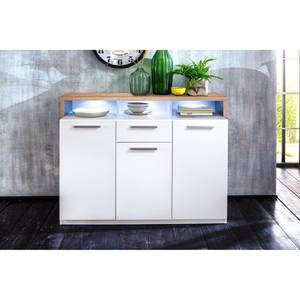 Sideboard Mammut Weiß / Eiche Sägerau Dekor - Breite: 130 cm