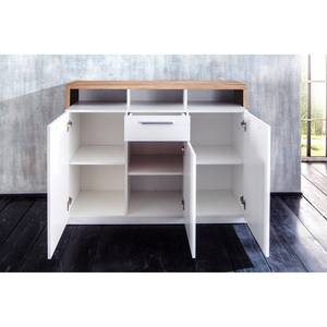 Dressoir Mammut wit/grof gezaagde eikenhouten look - Breedte: 130 cm