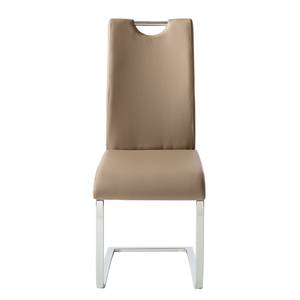 Sledestoelen Nevia I kunstleer/metaal - chroomkleurig - Kunstleer Aleli: Taupe - 2-delige set