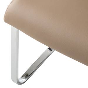 Chaises cantilever Nevia I Imitation cuir / Métal - Chrome - Cuir synthétique Aleli: Taupe - Lot de 2