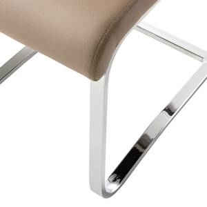 Chaises cantilever Nevia I Imitation cuir / Métal - Chrome - Cuir synthétique Aleli: Taupe - Lot de 2