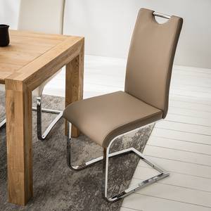 Chaises cantilever Nevia I Imitation cuir / Métal - Chrome - Cuir synthétique Aleli: Taupe - Lot de 2