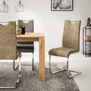 Sledestoelen Nevia II (set van 2) geweven stof/metaal - chroomkleurig - Beige