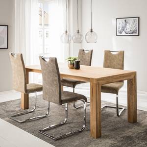 Sledestoelen Nevia II (set van 2) geweven stof/metaal - chroomkleurig - Beige