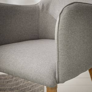 Chaise à accoudoirs Almonda (lot de 2) Tissu / Frêne massif - Frêne - Gris clair