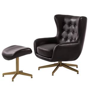 Fauteuil Bruff Cuir véritable - Marron foncé