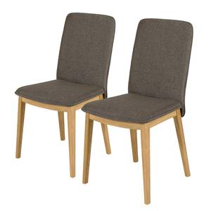 Chaises Bofasa (lot de 2) Tissu / Chêne massif - Chêne - Marron foncé