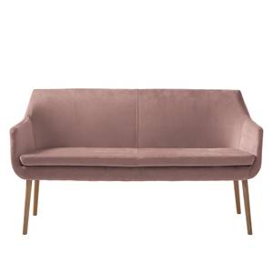 Sofabank Nicholas III Samt / Eiche massiv - Eiche - Altrosa / Eiche