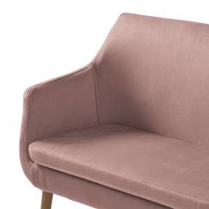 Sofabank Nicholas III Samt / Eiche massiv - Eiche - Altrosa / Eiche