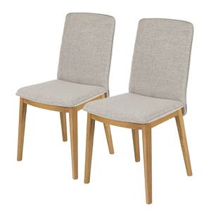 Eetkamerstoelen Bofasa (set van 2) geweven stof/massief eikenhout - eikenhout - Aardekleurig