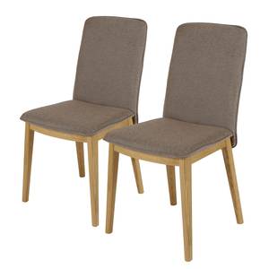 Eetkamerstoelen Bofasa (set van 2) geweven stof/massief eikenhout - eikenhout - Bruin