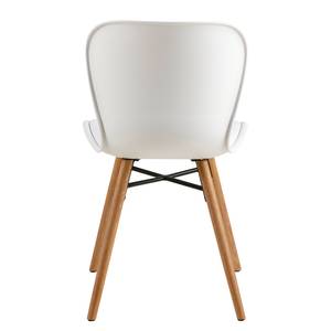 Chaises Livaras III Matière plastique / Chêne massif - Blanc / Chêne - Lot de 2